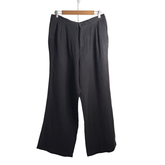 Thread & Supply Pants Women's Black Linen Blend Wide Leg Pants Size L  NWT - Picture 1 of 7